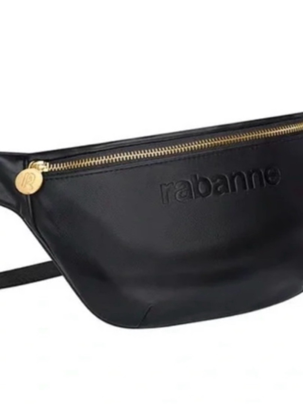 Paco Rabanne Black Leather Belt Bag with Gold Zipper